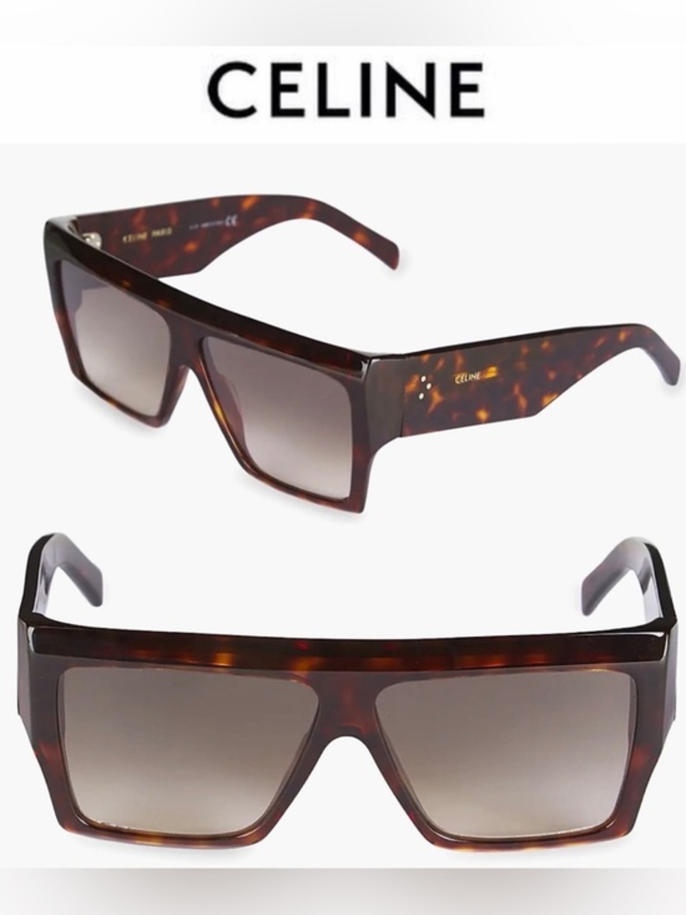 Celine 60MM Oversized Square Sunglasses Acetate Frame Unisex NWT $455